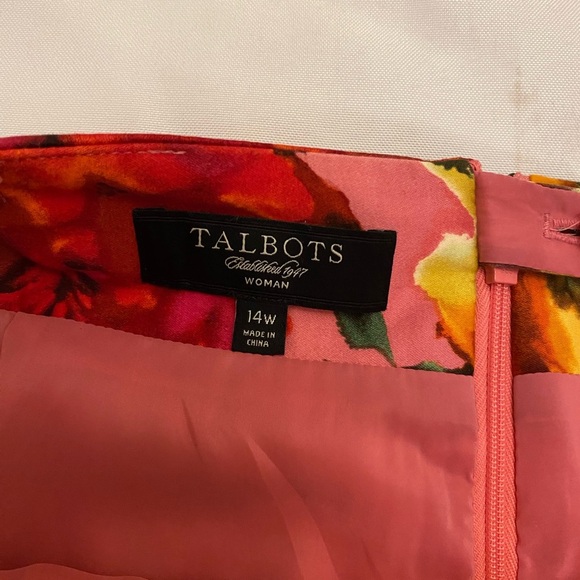 Talbots Skirt Women's Size 14W Floral Pink Lined Cotton Stretch Career - Picture 7 of 10